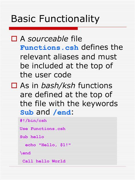 tcsh function.
